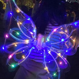 Girls Electrical Butterfly Wings With Music Lights Automatic Swing Sparkling Fairy Princess For Birthday Wedding Christmas 240509