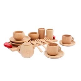 Kitchens Play Food 1 set of wooden tableware tools teapot teacup tea time party game doll house mini kitchen tableware accessories d240525