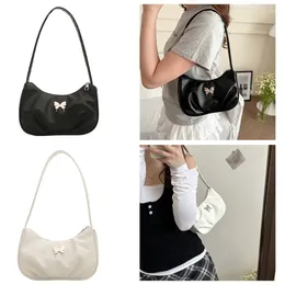 Shoulder Bags Korean Women Pleated Underarm Bag Butterfly Handbag Lady Casual Solid Colour PU Leather For Party Daily Wear