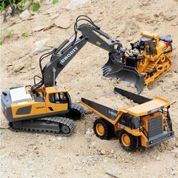 Boy Engineering Channels 11 Bulldozer RC Excavator Dump Trucks Vehicle Alloy High Plastic For Electronic Gifts Tech 24G Toys 231229 Nexnb