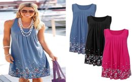 Women Floral Print Summer Dress Casual Beach Sleeveless Dresses Robe Femme Sundress Plus Size S5XL Fashion Tank Tops 2105282250192