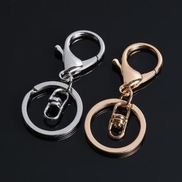 50pcs 30mm Key Chains Key Rings Round Gold Silver Colour Lobster Clasp Keychain Charm Pendant Keyring Holder 214L