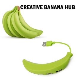Adorable Funny Banana Shape Design USB 2.0 4 Port Hub, Portable Creative Extender, Suitable for PC Mac Laptop