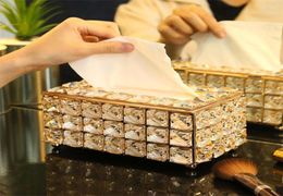 Tissue Case Storage Box Shinning Gold Silver Glass Paper Container for Restaurant Car Home el18302485241299