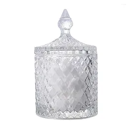 Candle Holders Crystal Weave Candy Box Glass Storage Container Home Decoration For House Desk Room(Clear)