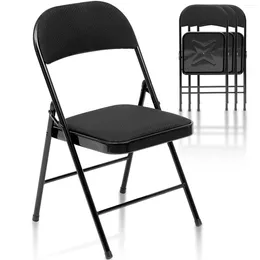 Camp Furniture Folding Chairs Set Of 4 Fabric Cover Padded Chair Black