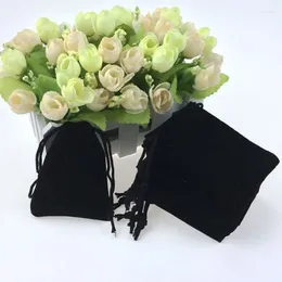 Gift Wrap 10pcs Velveteen Jewellery Packing Bag Wedding Party Favours Black Storage Flannel Necklace Earrings Candy Pocket Wholesale