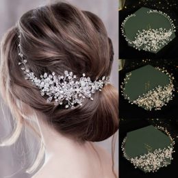 Crystal Rhinestone bröllop pannband tiara för kvinnor brud parti drottning brud bröllop hår tillbehör smycken band hårband gåva