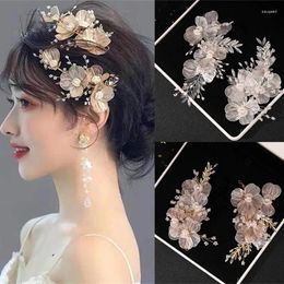Hair Clips Bridal Wedding Headband Tiara Flower Pearl Hairpin Clip For Women Bride Accessories Jewellery Party Headpiece Hairband