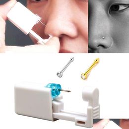 Nose Rings & Studs 2 Pcs Disposable Safe Sterile Piercing Unit For Gun Piercer Tool Hine Kit Body Jewellery Drop Delivery Dhq3U