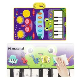 Baby Musical Piano Drum Play Mat 2 in 1 for Kids Toddlers Floor Keyboard Dance Mat with Sounds Baby Toy Music Blanket