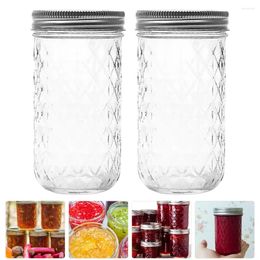 Storage Bottles 2 Pcs Household Pots Jam Spice Food Containers Lids Sealed Jar Clear Dispensers Aluminium Cap Honey Transparent Travel Glass