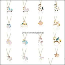 Pendant Necklaces Necklace For Girls Children Kids Enamel Cartoon Horse Jewelry Women Animal Drop Delivery Pendants Dhpbk