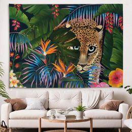 Tapestries Tropical Plant And Animal Tapestry Leopard Wall Hanging Bohemian Hippie Tapiz Bedroom Living Room Home Decoration