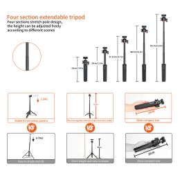 VRIG TP-06 Extendable Phone Tripod Selfie Stick 360° Ball Head Camera Tripod for iPhone Samsung HUAWEI Lightweight for Travel
