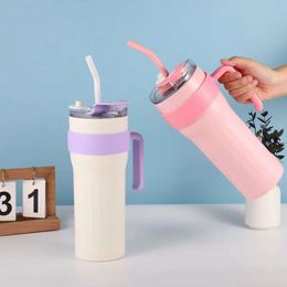 Handle 304 stainless steel car mounted straw car cup beer insulation cup large capacity milk and water cup printing