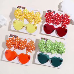 Gorgeous Set Sparkling Butterfly Accessories Combination Fashion Wave Point Kids Hair Clip Love Glasses 3af509