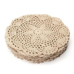 12Pcs Vintage Cotton Mat Round Hand Crocheted Lace Doilies Flower Coasters Lot Household Table Decorative Crafts Accessories T200524 277Y