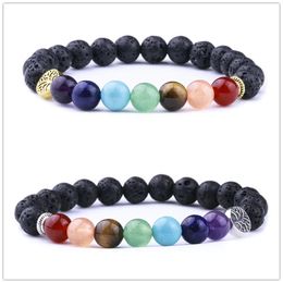 hot Reiki Healing Stone 7 Chakra Bracelet Women Men Meditation Jewellery Natural Crystal Healing Anxiety Beads Bangles Yoga Bracelet