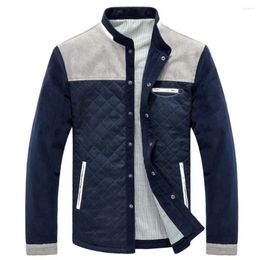 Men's Jackets Corduroy Men Jacket Long Sleeve Stand Collar Color Block Buttons Up Baseball Loose Casual Cargo