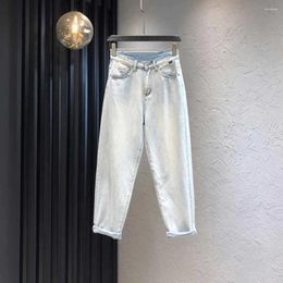 Women's Jeans Light Blue White Boyfriend Woman Ankle-length Pants Korean Fashion High Waist Women Denim Bottom Chic Mom 5XL