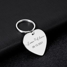 Personalised Couple Heart Keychain Custom Name Date Key Ring Anniversary Valentine's Day Gifts For BF GF Wife Jewellery DIY Gift