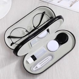 Sunglasses Cases One pair of double-used contacts lens boxes handmade beauty contact partner boxes can carry male glasses accessories Q240524