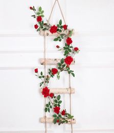 Real touch Artificial Fake Silk Rose Flower Fake Hanging Decorative Roses Vine Plants Leaves Artificial Garland Flowers Wedding Wa1096219