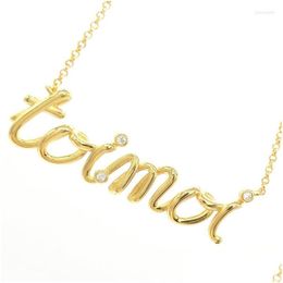 Pendant Necklaces Simple English Letter Necklace Gold Color Choker Adjust Chain Korean Style Women Jewellery Zk50 Drop Delivery Dh56Q