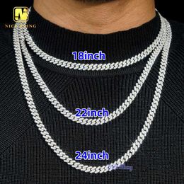 Iced Out Hiphop Fashion Chains Sier Moissanite Link Single Row 6Mm Cuban Necklace Bracelet Pass Diamond Tester