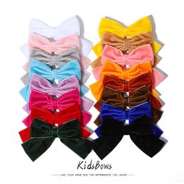 2pcs/set Veet Soft Bowknot Hairpins Girls Cute Handmade Headwear Solid Color Elegant Bow Clip Children Hair Accessories Gifts