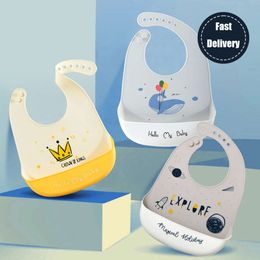 Silicon Baby For Babies & Toddlers Adjustable Fit Waterproof Feeding Bibs Infant Kids Lunch Apron With Pocket L2405