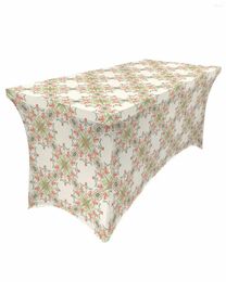 Table Skirt Delicate Vintage Bohemian Flowers Elastic Wedding Birthday Decoration Tablecloth For Party