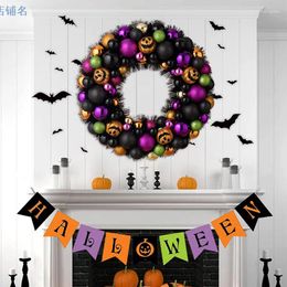 Decorative Flowers 1PC Beautiful 45x45cm Halloween Onion Powder Ball Wreath Unique Door Hanging For Haunted House Home