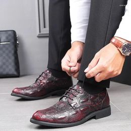 Casual Shoes Men's Crocodile Pattern Business Leather 2024 Fashion Chunky Heel For Men Outdoor Male Zapatos