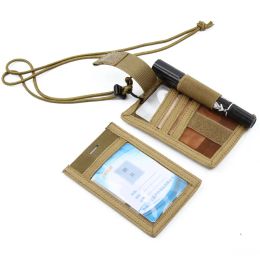 Army Fan Molle Tactical ID Card Case Patch Neck Lanyard and Credit Card Organizer ID Card Holder Badge Pouch Travel Accessories