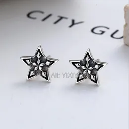 Stud Earrings YIXIYOYI 925 Sterling Silver Five Angle Star Ear Earring Retro Vintage Thai Charm Punk Jewellery