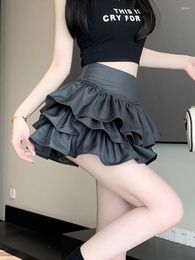 Skirts Black Short Skirt Summer Ballet Style Fluffy Ruffled Cake Female 2024 Temperament High Waist A-line