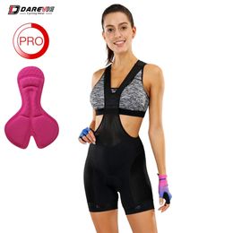 Darevie Womens Bicycle bib shorts Pro Womens Bicycle shorts 1/3 ultra short summer soft 3D sponge shock-absorbing pad for 6 hours of cycling 240509