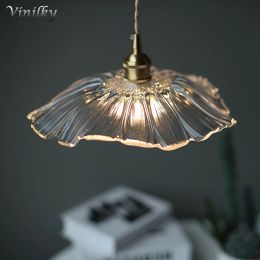Nordic Simple Pendant Lights Japanese Style Brass Glass Restaurant Chandelier Ceiling Lamp Bedroom Bedside Lantern Ceiling Lamps