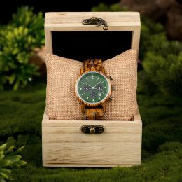 BOBO BIRD Wooden Watch for Women Men Engraved Customised Wood Chronograph Watches with Auto Date Luxury Couples Wristwatch