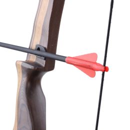 5Pcs Archery Connected Arrow Cams Fletching Arrow Nock with Arrow Feather 8mm Wooden Fiberglass Arrow Shaft Shooting Accessories