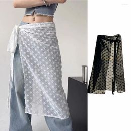 Skirts Fashion Lace Layered Yarn Skirt For Women Swimwear A Line Casual Fart Curtain Dress Floral Bikini Cover Ins Korean