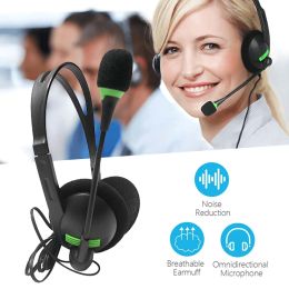 3.5mm Noise Cancelling Wired Headphones Microphone Adjustable Retractable Universal USB Headset With Mic for Laptop Computer