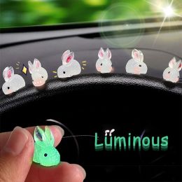 Cute Mini Bunny Car Light-emitting Ornament for Automobile Centre Console Steering Wheel Rear Mirror Luminous Rabbit Decoration