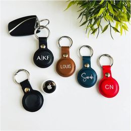 Party Favor Personalized AirTag Holder Custom Keychain Vegan Leather Case Connected Gift For Men C