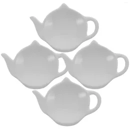 Tea Trays 4 Pcs Teapot Shaped Ceramic Dish Dessert Containers Household Teabag Snacks Mini Plates Dipping Dishes Bracket