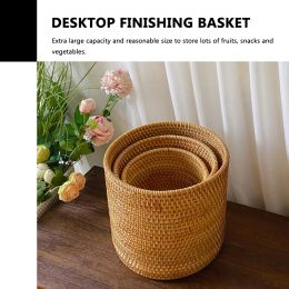 Basket Baskets Wicker Woven Storage Rattan Round Can Trash Fruit Seagrass Empty Bread Large Laundry Planter Blankets Gifts