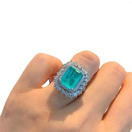 Cluster Rings Spring Qiaoer Charms 10 12mm Paraiba Tourmaline Emerald For Women Gemstone Wedding Band Party Cocktail Fine Jewelry Gift