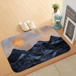 Bath Mats Ins Nordic Floor Mat Carpet Sea Sun Moon Starry Sky Coral Velvet Entry Foot Bathroom Non-slip